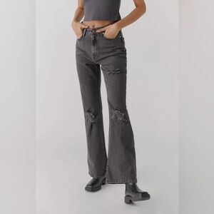 Urban Outfitters BDG Washed Black High Waisted Stretch Flare Jeans